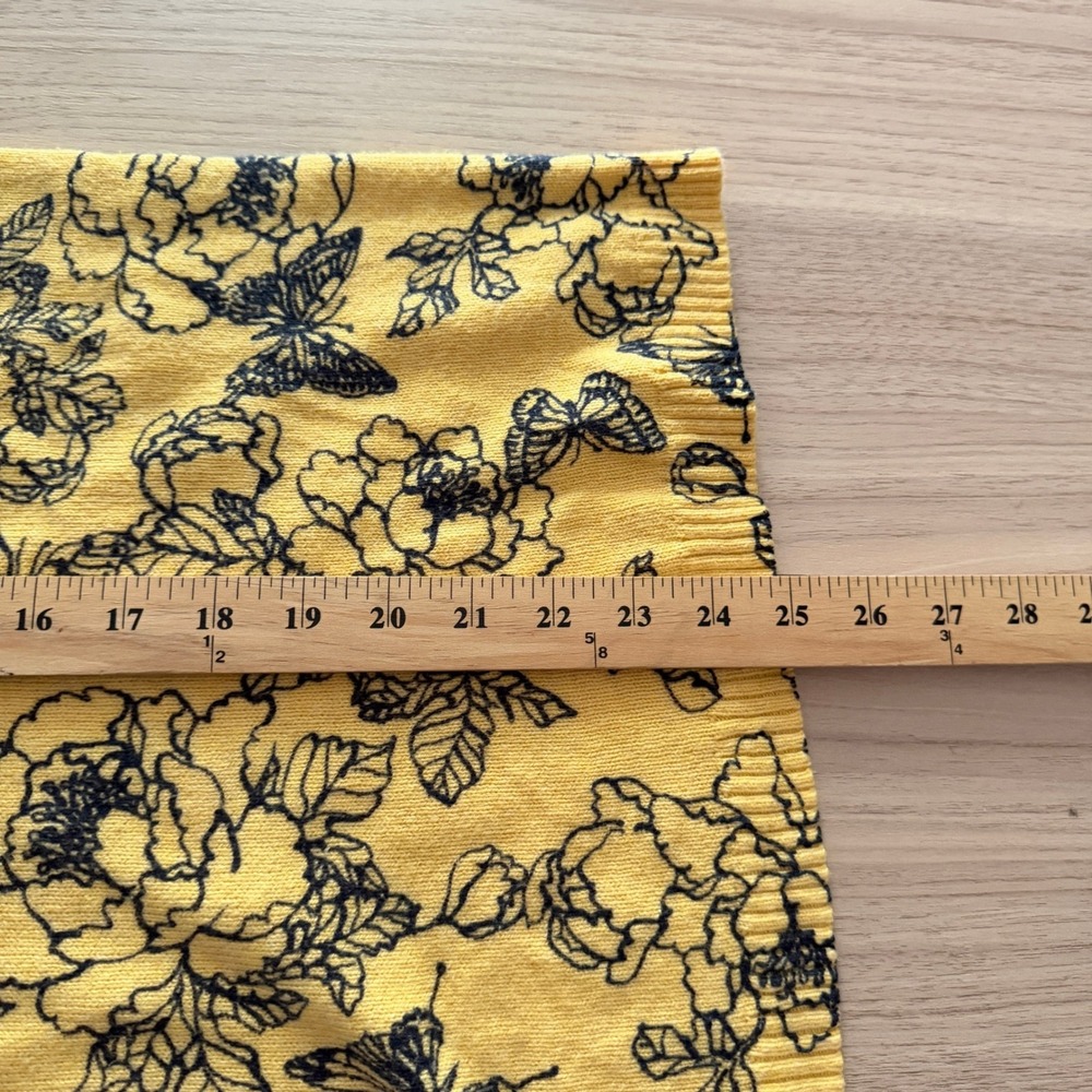 J. Jill Knit Sweater Large Yellow Floral Butterfly Excellent - Picture 6 of 7